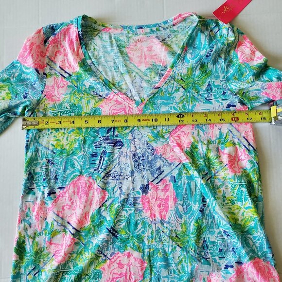 Lilly Pulitzer Etta Floral Beachy Coastal 3/4 Sleeve Top XS NWT - Picture 10 of 10